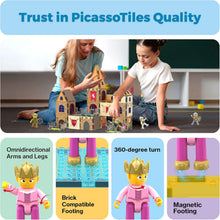Load image into Gallery viewer, Picasso Tiles - Magnetic Tile Construction Blocks: MIDDLE AGE MEDIEVAL CASTLE