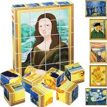 Load image into Gallery viewer, PicassoTiles - Magnetic Cube Puzzle: Famous Paintings (Mona Lisa)