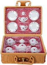 Load image into Gallery viewer, Schylling Ladybug Tea Set Basket - 23 Piece Miniature Porcelain Set with Picnic Basket - Includes Service for Four - Ages 8 and Up