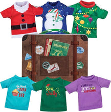 Load image into Gallery viewer, The Elf on the Shelf Claus Couture T-Shirt Set: 6 T-Shirts for Scout Elves (Scout Elf not included)