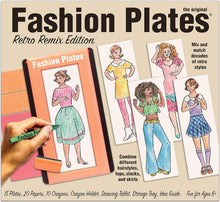 Load image into Gallery viewer, Fashion Plates — Retro Remix Edition — Mix-and-Match Drawing Set — Make 100s of Fabulous Fashion Designs