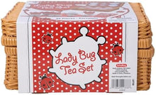 Load image into Gallery viewer, Schylling Ladybug Tea Set Basket - 23 Piece Miniature Porcelain Set with Picnic Basket - Includes Service for Four - Ages 8 and Up