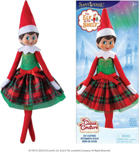 Load image into Gallery viewer, The Elf on the Shelf Claus Couture Gifts and Glamour Party Dress for Your Scout Elf - Includes Timeless Red and Green Plaid Party Dress with Sparkly Green Bodice