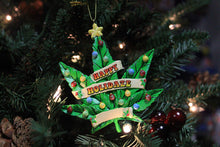Load image into Gallery viewer, Kurt Adler 4.25" Merry Marijuana Christmas Ornament Set of 3: 1 Happy Holidaze &amp; 2 Shimmery Green