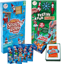 Load image into Gallery viewer, The Elf on the Shelf Game and Craft Collection: Find The Scout Elves Game, Dash Away All Card Game, Festive Fun Craft Kit and 4 Merry Minis