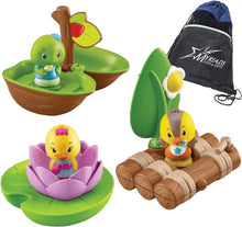 Load image into Gallery viewer, Timber Tots Light-Up Set: Light-Up Nut, Raft, and Water Lily with Exclusive Myriads Drawstring Bag