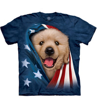 Load image into Gallery viewer, The Mountain Adult Unisex T-Shirt - Patriotic Golden Pup