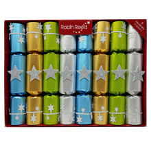 Load image into Gallery viewer, Robin Reed English Holiday Christmas Crackers, Pack of 8 x 10" - Super Glitter Stars