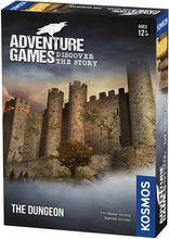 Load image into Gallery viewer, Thames &amp; Kosmos Adventure Games Set of 4: The Dungeon, Monochrome Inc., The Volcanic Island, and The Grand Hotel Abaddon, with Myriads Drawstring Bag