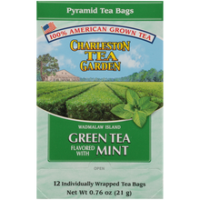 Load image into Gallery viewer, Charleston Tea Garden Green Tea Flavored with Mint 12 Pyramid Tea Bags