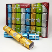 Load image into Gallery viewer, Robin Reed English Holiday Christmas Crackers, Pack of 8 x 10" - Super Glitter Stars