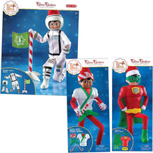 Load image into Gallery viewer, The Elf on the Shelf Claus Couture 3-Pack: Clausmonaut Set, Might Super Hero Set, and Karate Kicks Set