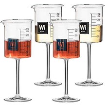 Load image into Gallery viewer, Drink Periodically Set of 4 Lab Beaker Wine Glasses with Periodic Table Wine Element Square