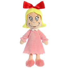 Load image into Gallery viewer, Aurora Dr. Seuss Plush Set of 3: 12" Cindy Lou Who, 14" Chef Cat in the Hat, 14" Chef Grinch, Green with Myriads Drawstring Bag