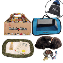 Load image into Gallery viewer, Perfect Petzzz Plush Black Lab Breathing Puppy Dog with Blue Tote For Plush Breathing Pet and Dog Food, Treats, and Chew Toy