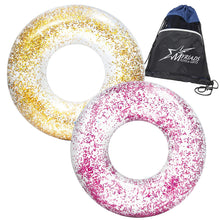 Load image into Gallery viewer, Intex Sand &amp; Summer Sparkling Transparent Glitter Tubes Set of 2: Gold and Pink, with Drawstring Bag
