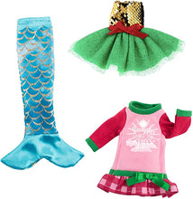 Load image into Gallery viewer, The Elf on the Shelf Claus Couture Set of 3: Merry Mermaid, Holly Days Dress, and Starry Night Gown