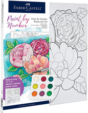 Load image into Gallery viewer, Faber-Castell Paint by Number Watercolor Bold Floral - Adult Paint by Number Kit on Canvas - DIY Flower Painting