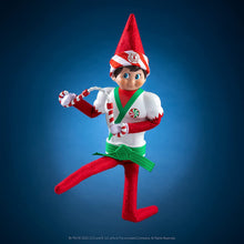 Load image into Gallery viewer, The Elf on the Shelf Claus Couture Set 6: Candy Cane Dress, Karate Kicks, Groovy Greetings Hoodie, Wonderland Onesie, Cocoa to Go, Rainbow Snow Pixie
