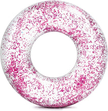 Load image into Gallery viewer, Intex Transparent Glitter Tube Inflatable Swimming Pool Float Raft Ring - Pink