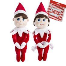 Load image into Gallery viewer, The Elf on the Shelf: A Christmas Tradition - Blue Eyed Boy and Blue Eyed Girl 17" Plushee Pals Set with Zippered Joy Bag