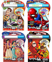 Load image into Gallery viewer, Disney PIXAR No Mess Activity and Coloring Book 4 Pack: Toy Story, Aladdin, The Incredibles, and Spiderman