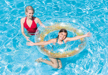 Load image into Gallery viewer, Intex Transparent Glitter Tube Inflatable Swimming Pool Float Raft Ring - Gold
