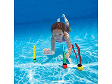 Load image into Gallery viewer, Intex Pool Diving Toys Set of 3: Underwater Fun Balls, Fish Rings, Play Sticks with a Drawstring Bag