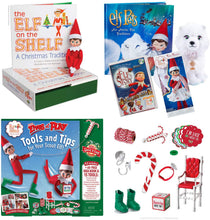 Load image into Gallery viewer, The Elf on the Shelf Starter Set: Blue Eye Girl Elf, Snowflake Skirt Outfit. Elf Story DVD, Arctic Fox &amp; Scout Elves Tools and Tips Kit