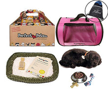 Load image into Gallery viewer, Perfect Petzzz Plush Black Lab Breathing Puppy Dog with Pink Tote for Plush Breathing Pet and Dog Food, Treats, and Chew Toy with Myriads Drawstring Bag