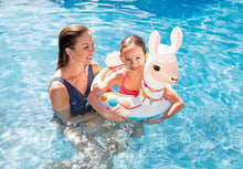 Load image into Gallery viewer, Intex Set of 3 Kid-Sized Animal Swim Ring Floaties: Pink Flamingo, Llama, Unicorn &amp; Drawstring Bag