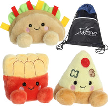 Load image into Gallery viewer, Aurora Palm Pals Foodie Bundle: Peppa Pizza, Frenchy Fries, and Fiesta Taco with Exclusive Drawstring Bag