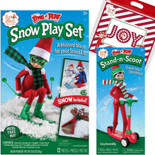 Load image into Gallery viewer, The Elf on the Shelf Claus Couture Slopes and Streets Standing Outfit Set: Stand-n-Scoot Scooter, Snow Play Ski Set, and Joy Bag