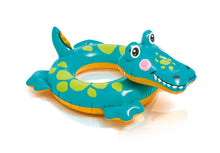 Load image into Gallery viewer, Intex Set of 3 Kid-Sized Animal Swim Ring Floaties: Yellow Ducky, Penguin, and Friendly Alligator, with Drawstring Bag