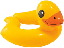 Load image into Gallery viewer, Intex Set of 3 Kid-Sized Animal Swim Ring Floaties: Yellow Ducky, Penguin, and Friendly Alligator, with Drawstring Bag