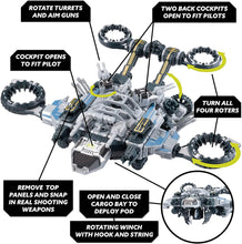Load image into Gallery viewer, Snap Ships Trident ST-33 Gunship -- Construction Toy for Custom Building and Battle Play -- Ages 8+