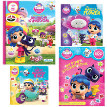 Load image into Gallery viewer, True and the Rainbow Kingdom Book Set of 4: The Great Rainbow Race, The Magical Flower, My First Sticker Book, and Welcome to the Rainbow Kingdom Look and Find Book