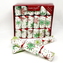 Load image into Gallery viewer, Robin Reed English Holiday Christmas Crackers, Pack of 12 - 10" Multi Glitter Snowflake