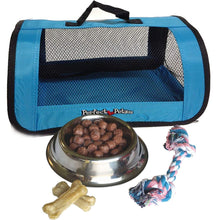 Load image into Gallery viewer, Perfect Petzzz Toy Poodle Plush with Blue Tote for Plush Breathing Pet and Dog Food, Treats, Chew Toy with Myriads Drawstring Bag