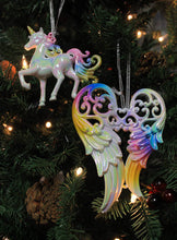Load image into Gallery viewer, Kurt Adler Fantastical Christmas Ornament Set of 5: 2 Unicorns and 3 Shimmering Wings, with Hangers