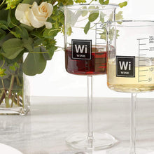 Load image into Gallery viewer, Drink Periodically Set of 4 Lab Beaker Wine Glasses with Periodic Table Wine Element Square