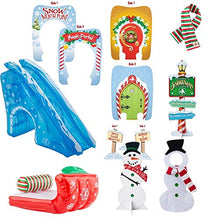 Load image into Gallery viewer, Elf on the Shelf Snowy Set: Magic Portal Door and Slide, Silly Snowman, Snowflake Sled &amp; Scarf