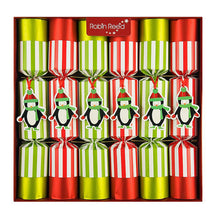 Load image into Gallery viewer, Robin Reed English Holiday Christmas Crackers, Set of 6 (13") - Racing Penguins