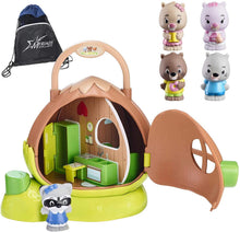 Load image into Gallery viewer, Timber Tots Hazelnut House Play Set, with ChipChip Family - 5 Total Timber Tots Figures, and Myriads Drawstring Bag