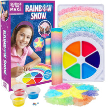 Load image into Gallery viewer, Science to the Max Rainbow Snow- Super Snow Powder- Create 2 Gallon of Colorful and Reusable Snow- 7 Science Experiments Included - Stem Activity Kit for Boys &amp; Girls 8+- Snow for Winter Display