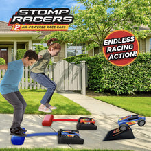 Load image into Gallery viewer, New Stomp Rocket Dueling Stomp Racers, 2 Toy Car Launchers and 2 Air Powered Cars with Ramp and Finish Line. Great for Outdoor and Indoor Play