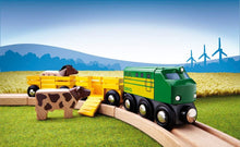 Load image into Gallery viewer, Brio World Farm Train 5 Piece Wooden Toy Train Set for Kids Age 3 and Up