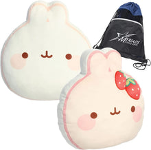 Load image into Gallery viewer, Aurora Molang Squishy Pillows: Squishy Molang and Squishy Strawberry Molang with Myriads Drawstring Bag