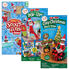 Load image into Gallery viewer, The Elf on the Shelf SEAP Set of 3: Find the Scout Elves Game, SEAP Insta-Moment Pop Ups, and SEAP Cozy Christmas Story Time