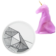 Load image into Gallery viewer, PyroPet Candles Lavender Pink Unicorn Einar Candle with Porcelain Candle Holder Plate